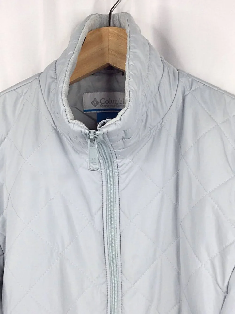 Columbia Quilted Puffer Jacket Womens Size Medium Gray Full Zip